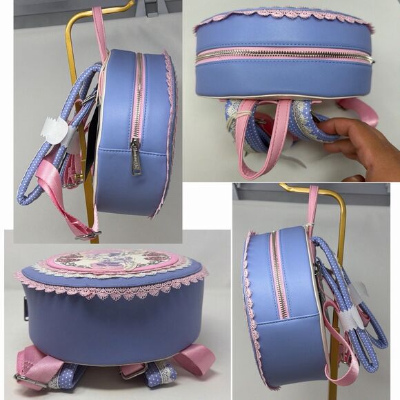 Disney Loungefly Minnie Floral Lace Round Mini Backpack NWT Pink Lavender main image 11